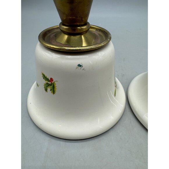 Teleflora Vintage Christmas Holly & Berry Candle Holders Set Of 2 READ - Picture 5 of 9